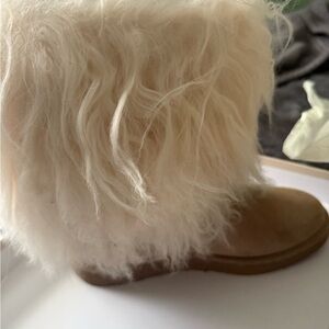 UGG Cream and Tan Fur Boots